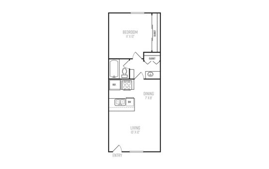 the floor plan for a two bedroom apartment at The Senara