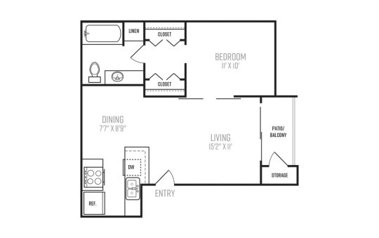 the floor plan for a two bedroom apartment at The Senara